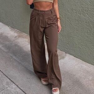 Princess Polly Brown Wide-Leg Trousers